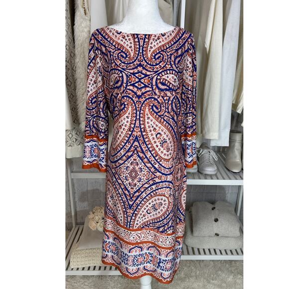 Suite 7 Women's Size 8 Navy & Orange Paisley Print Sheath Dress #0500 - Picture 1 of 10